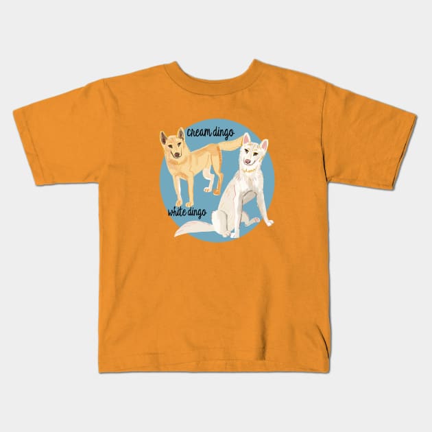 White and cream dingoes Kids T-Shirt by belettelepink